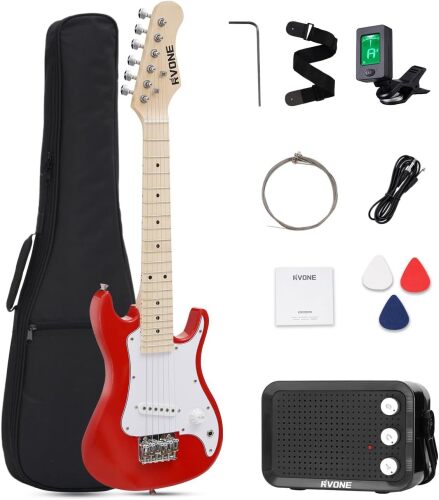 Kids Electric Guitar Beginner Kit 30 Inch, Mini ST Style Electric Guitar for Boys Girls with Amp 5W, Gig Bag, Tuner, Strap, Cable, Picks, Extra Strings - Lot 6751