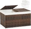 Storage Basket with Lid Rattan Woven Storage Baskets with 2 Separate Lids - Thumbnail 1