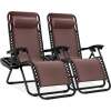 Set of 2 Adjustable Zero Gravity Patio Chair Recliners w/ Cup Holders - Thumbnail 1