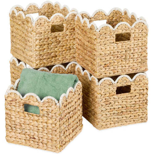 Scalloped 12x12 Hyacinth Storage Basket Set of 5 - Lot 6735