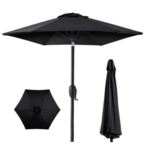 Outdoor Market Patio Umbrella w/ Push Button Tilt, Crank Lift - 7.5ft - Lot 6785