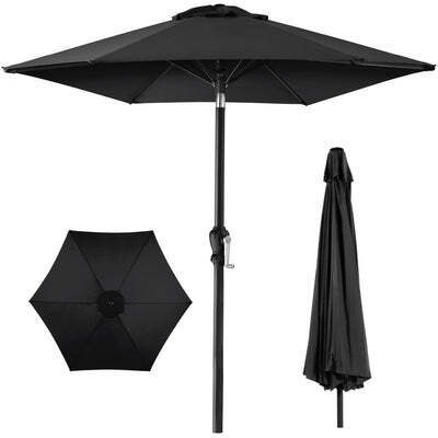 Outdoor Steel Market Patio Umbrella Decoration w/ Tilt, Crank Lift - 10ft -black - Lot 1341