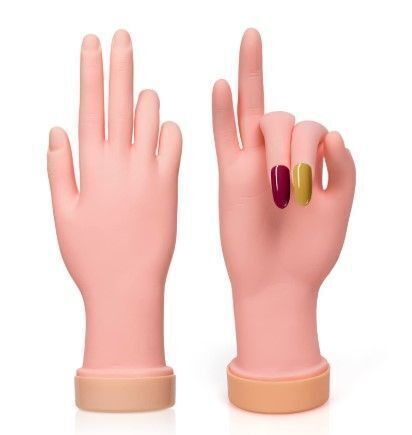 2 Pack Practice Nail Tips Art Trainer Training Hand Tool Flexible Bendable Movable Fake Mannequin Right Hands Manicure Tool - Lot 6347