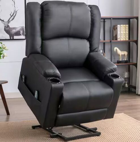 ComHoma Black PU Power Lift Recliner with Heat and Massage - Lot 14JF