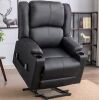 ComHoma Black PU Power Lift Recliner with Heat and Massage - Thumbnail 1