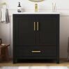 DELUXE DL LIVING Raven 31 in.W Single Sink Black Freestanding Bath Vanity with White Engineered Solid Surface Top Unassembled - Thumbnail 1