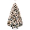 Lot of (4) 7.5' Pre-Lit Snow Flocked Artificial Pine Christmas Tree w/ Warm White Lights - Thumbnail 2
