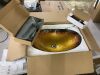 Puluomis Multi-colored Glass Oval Vessel Sink in Yellow with Black Faucet Pop Up Drain Set - Thumbnail 2