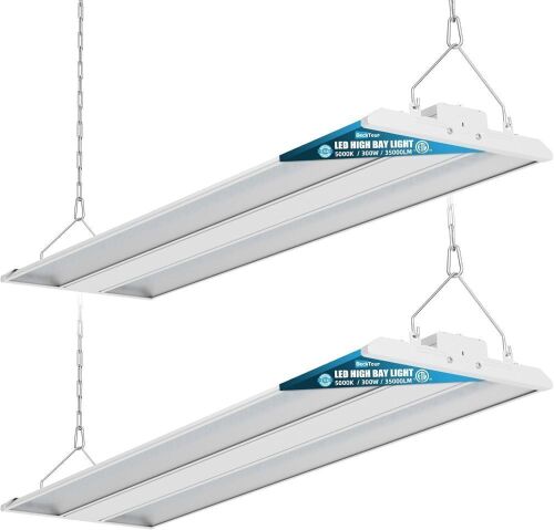 300W LED Linear High Bay Shop Light, 35000LM 0-10V Dimmable 5000K Daylight 3 Watts Adjustable 120-277V, 2-Pack - Lot 136