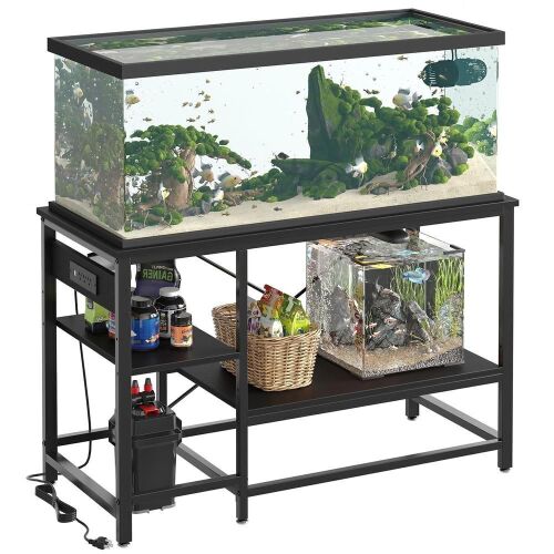 BESTIER 55 Gallon Fish Tank Stand with Power Outlet, 49x13 - Lot 144