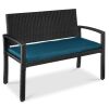 2-Person Wicker Porch Bench for Outdoor, Garden w/ 700lb Capacity - 47in - Thumbnail 1