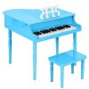 Kids Mini Wooden Grand Piano w/ Lid, Bench, Music Rack, Song Book, Stickers - Thumbnail 1