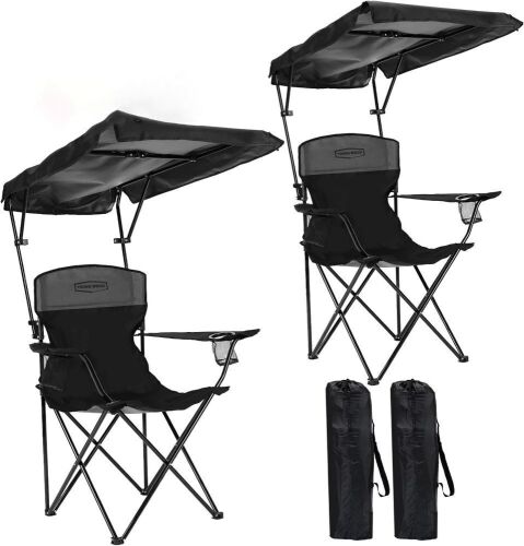 Portable Camping Chair with Shade Canopy, 2 Pack - Lot 437