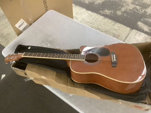 Full Size Beginner Acoustic Guitar Set with Case, Strap, Capo - 41in - Lot 441