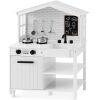 Pretend Play Wooden Farmhouse Kitchen Set w/ Storage, 5 Accessories - Thumbnail 1