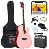 Beginner Acoustic Electric Cutaway Guitar Set w/ Gig Bag, Strap - 41in - Thumbnail 1