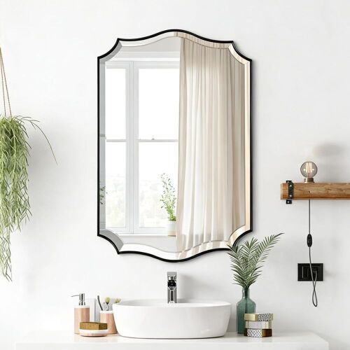 POZINO Scalloped Beveled Wall Mirror, 24"x36" - Lot 168