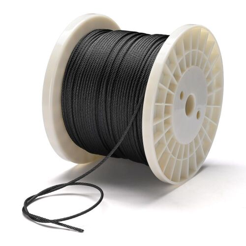 Yescom 500FT 1/8" Stainless Steel Cable Wire Rope T316 7x7 Aircraft Strand for DIY Decking Black Cable Railing System - Lot 260