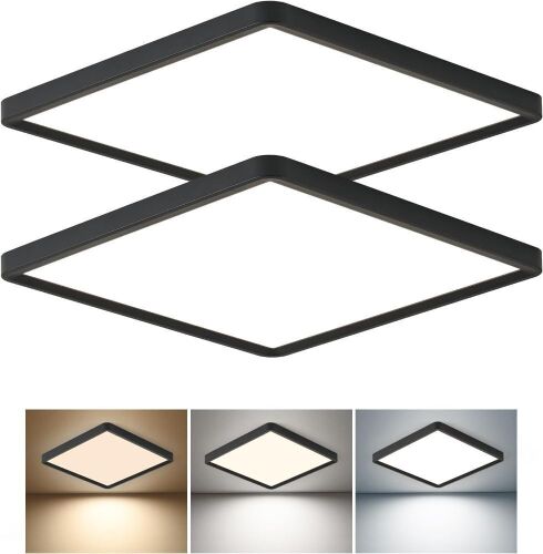 16 Inch Square LED Flush Mount Ceiling Light, 36W 3600LM, 3000K/4000K/6000K CCT Selectable, 2 Pack - Lot 270