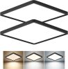 16 Inch Square LED Flush Mount Ceiling Light, 36W 3600LM, 3000K/4000K/6000K CCT Selectable, 2 Pack - Thumbnail 1