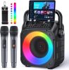 Karaoke Machine, Portable Bluetooth Speaker with 2 Wireless Microphones - Thumbnail 1