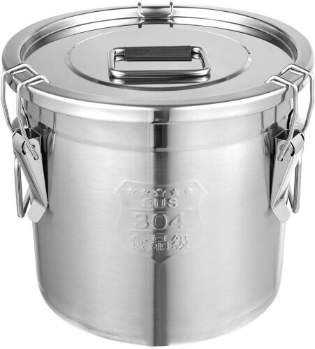 Stainless Steel Airtight Canister with Lid and Locking Clamp, 3.2Gal - Lot 664