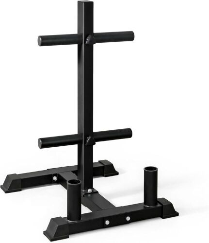 CAP Barbell Olympic Bumper Plate Tree Rack with 4 Weight Plate Posts and 2 Barbell Storage Holders - Lot 208