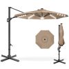 360-Degree Solar LED Cantilever Offset Patio Umbrella w/ Tilt - 10ft - Thumbnail 1