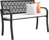 Cast Iron Heavy-Duty Patio Bench with Decorative Backrest, 880lb Capacity - Thumbnail 1