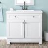 Glacier Bay Everdean 37 in. Single Sink White Bath Vanity with White Cultured Marble Top - Drawer Face Needs Re-Attached - Thumbnail 1