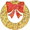 Pre-Lit Outdoor Christmas Wreath, LED Metal Holiday Decor w/ Bow - 60in - Thumbnail 1