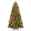 6' Pre-Lit Frosted Spruce Christmas Tree, w/ Pinecones, Berries, Metal Base - Thumbnail 1