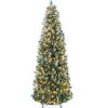 12' Pre-Lit Artificial Frosted Scotch Pine Pencil Christmas Tree w/ Metal Stand - Thumbnail 1