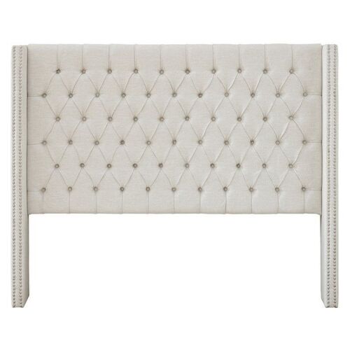 Madison Park Amelia Transitional Fabric and Wood Queen Headboard in Cream - Lot 62