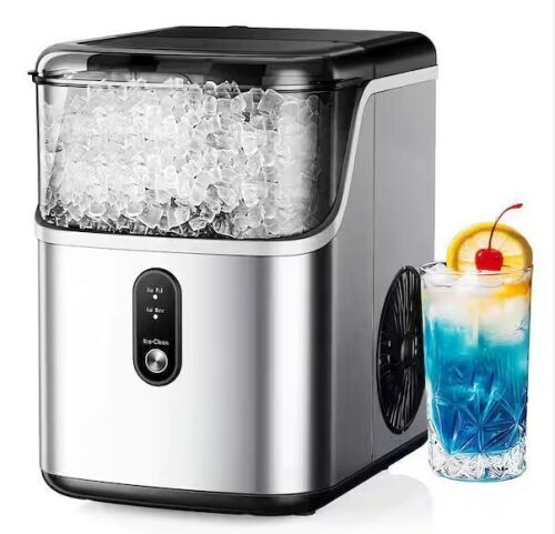 9.1 in. 35 lb. /24H Nugget Ice Countertop Portable Ice Maker in Silver, Stainless Steel, Ready in 6 Mins, Auto-Cleaning - Lot 73JF