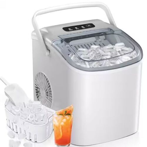 8.1 in. 27 lb./Day Bullet Countertop Portable Ice Maker in Black with 2-Ice Sizes, Ice Scoop, Self-Cleaning, 6-Min Ice - Lot 593JF