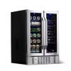 NewAir Dual Zone 24 in. Built-In 18-Bottle and 58 Can Wine and Beverage Cooler Fridge with French Doors - Thumbnail 1