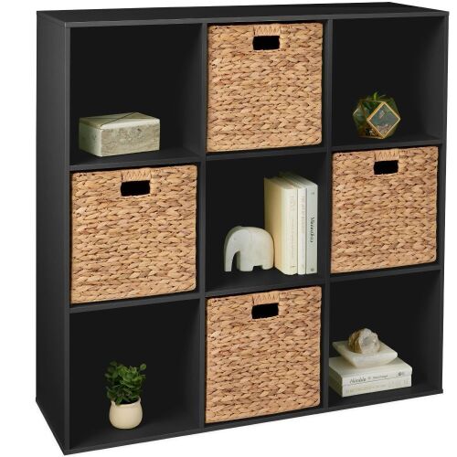 9-Cube Bookshelf, 13.5in Storage Display w/ Removable Panels, Customizable - Lot 177