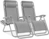 Set of 2 Adjustable Zero Gravity Patio Chair Recliners w/ Cup Holders - Thumbnail 1