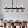 8 Light Black Linear Chandelier Light Fixture - Thumbnail 1