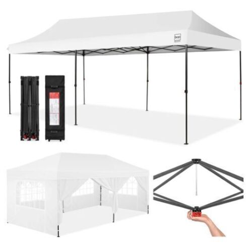 Pop Up Party Tent Canopy w/ 1-Button Easy Setup - 10x20ft - Lot 93