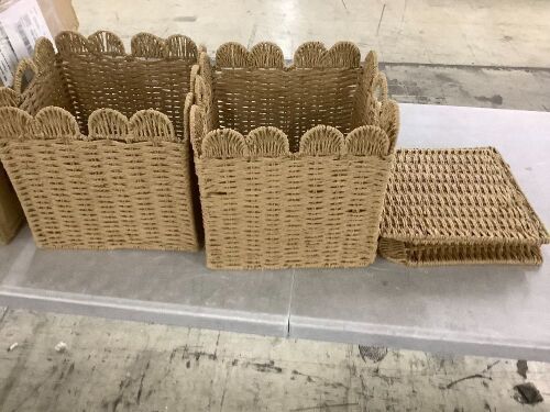 Scalloped Wicker Storage Baskets - Lot 252