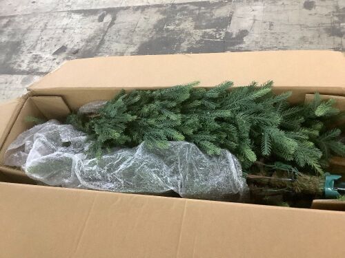 7.5' Pre-Lit Artificial Aspen Slim Noble Fir Christmas Tree w/ Metal Stand - Lot 558