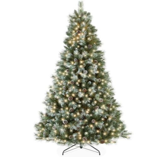 7.5' Pre-Lit Frosted Artificial Scotch Pine Christmas Tree w/ Metal Stand - Lot 560