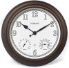 CLXEAST 24 Inch Illuminated in/Outdoor Lighted Atomic Analog Wall Clock with Thermometer & Hygrometer - Thumbnail 1