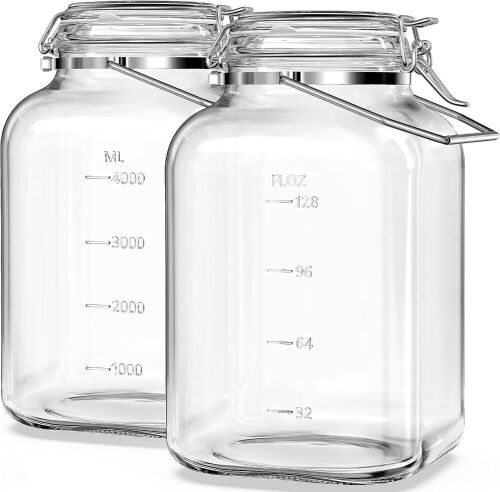 1.5 Gallon Glass Jar with Airtight Lid, 2 Pack - Lot 699