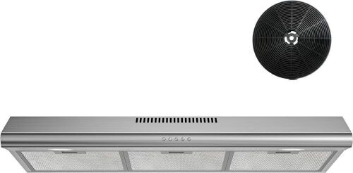 FIREGAS Under Cabinet Range Hood 36 inch with Ducted/Ductless Convertible, LED Light, 3 Speed Exhaust Fan, Reusable Aluminum Filter, Push Button - Lot 196