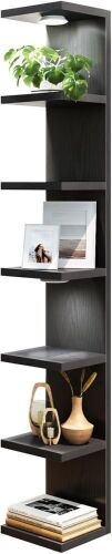 Fixwal 7 Tier Wall Mounted Black Floating Shelves with LED Lights - Lot 395