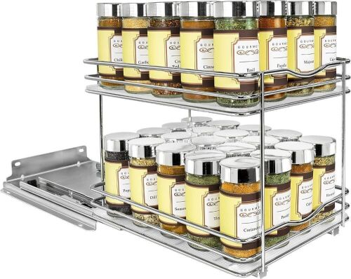 LYNK PROFESSIONAL Pull Out Spice Rack Organizer for Inside Kitchen Cabinets, 8-3/8 inch Wide - Lot 573