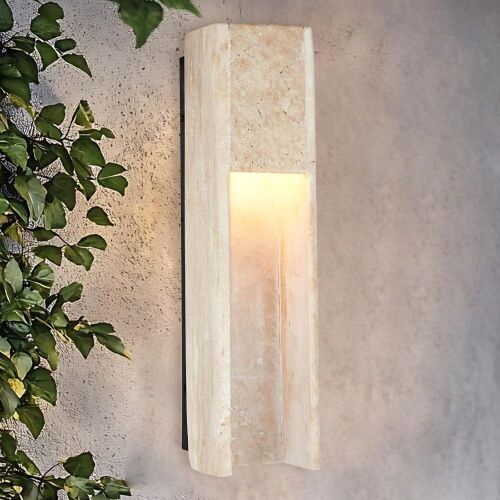 19 Inch Square Travertine Natural Stone Wall Sconce - Lot 160